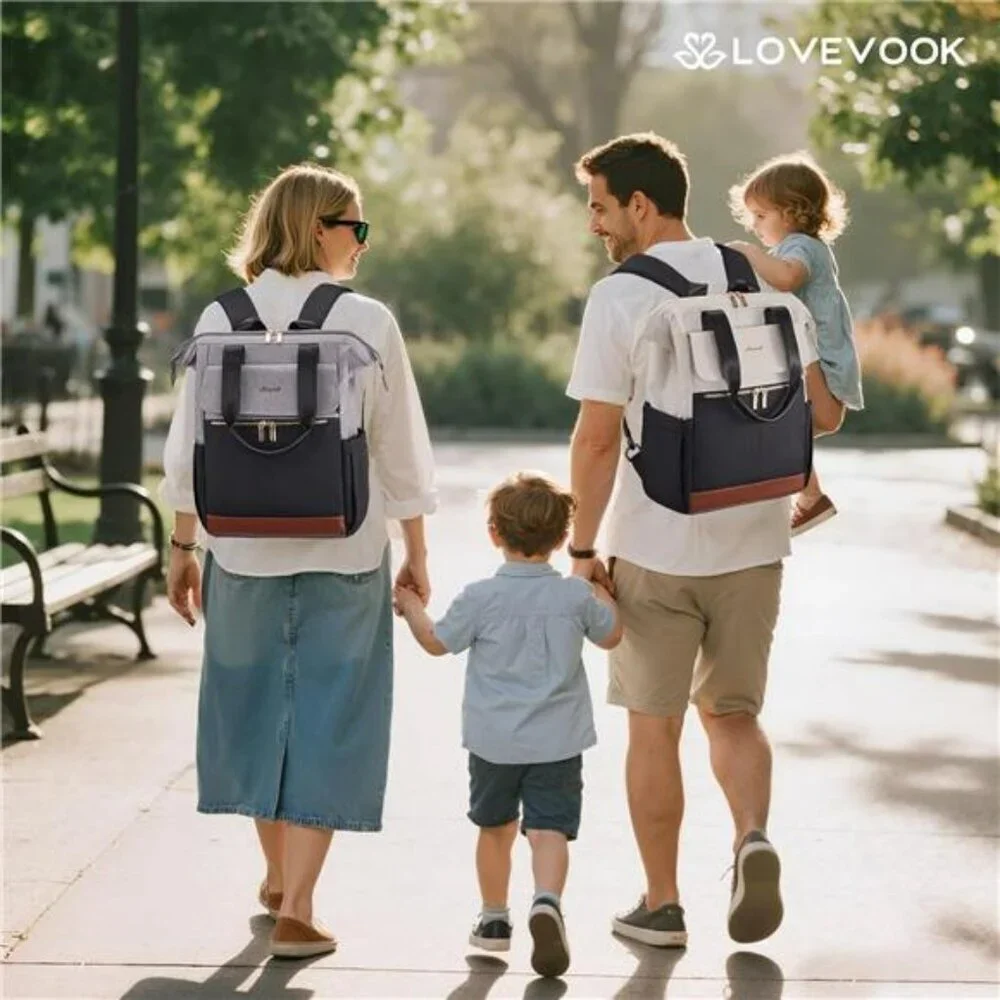 Large Waterproof Diaper Bag Backpack Tote with Insulated Pockets Baby Travel Bag